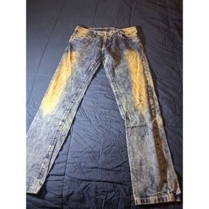 CJ Black Jeans Mens 34x34 Blue Denim Cotton Straight Slim Fit‎ Distressed Faded